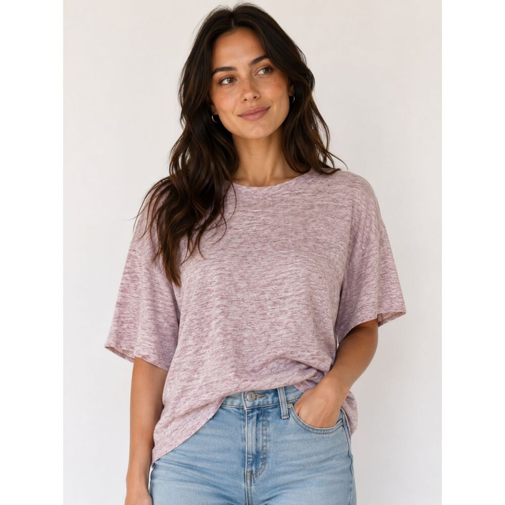 IRO Paris Osterc Linen Top NWT Pink Semi-Sheer Boxy Drop Shoulder Tee Size M